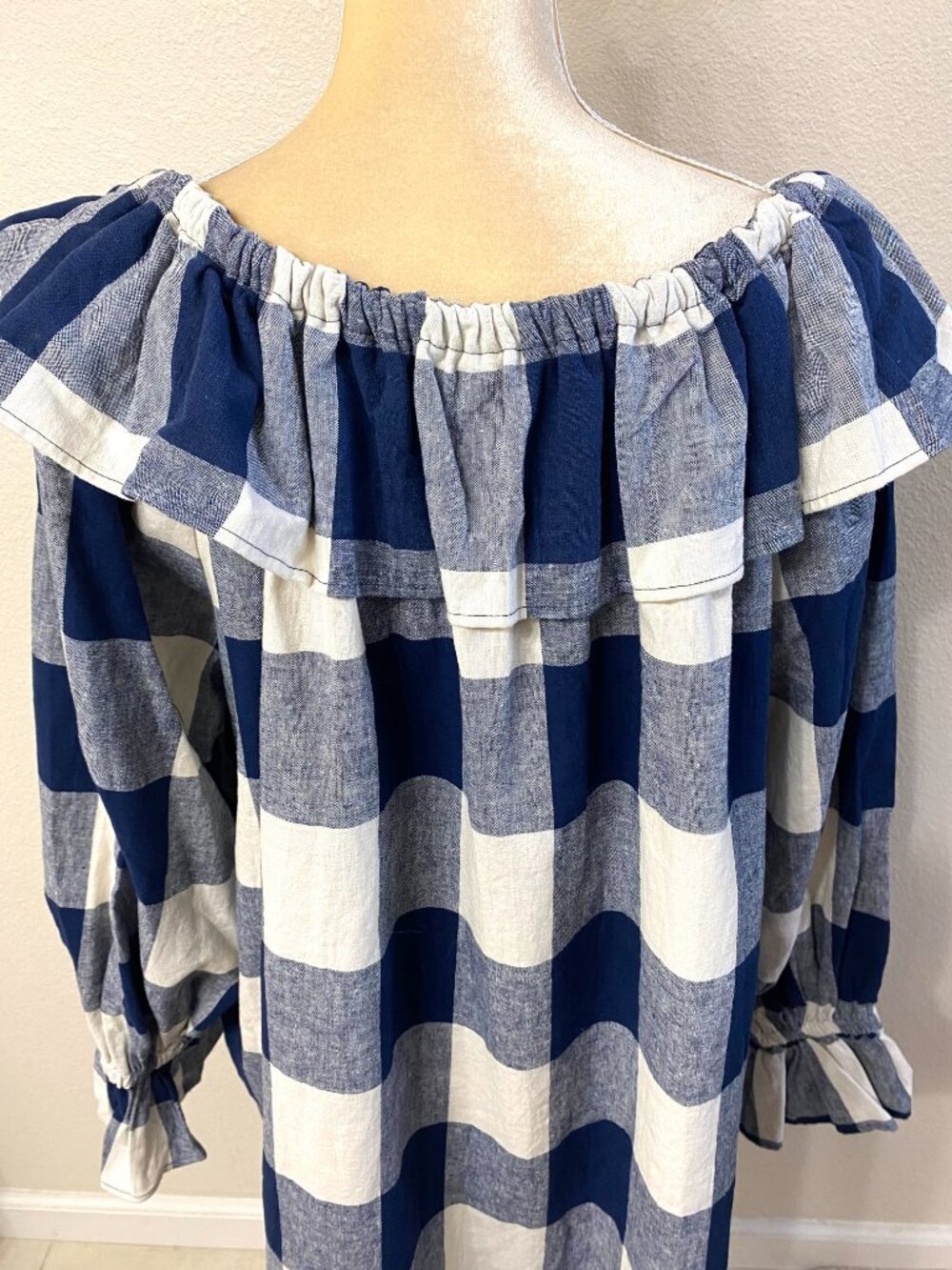 Dancing Kind Isabel Navy Buffalo Plaid Dress Size 1 - Picture 5 of 11